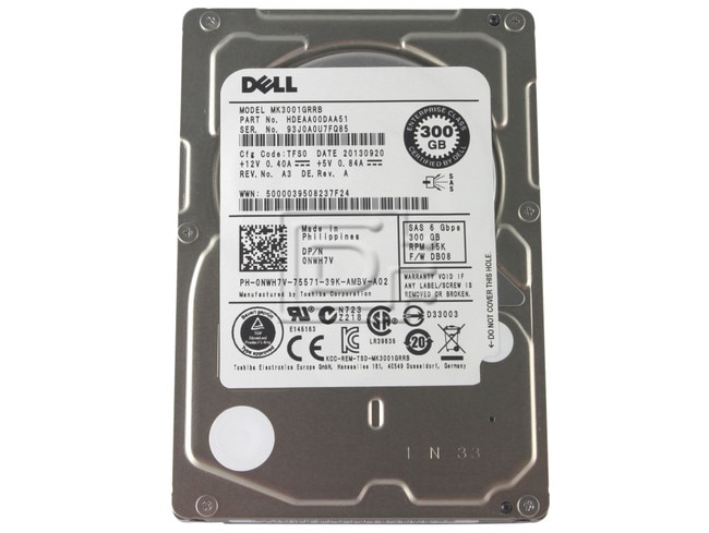 Toshiba MK3001GRRB NWH7V 0NWH7V Toshiba SAS Hard Drives image 1