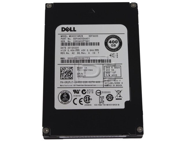Toshiba MK4001GRZB R2PJ7 0R2PJ7 SLC NAND 400GB SAS SSD Drive image 1