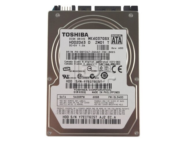 Disque Dur 60Go SATA 2.5 Toshiba MK6037GSX HDD2D63 5400RPM Pc