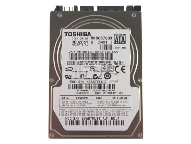 Toshiba MK8037GSX WR643 0WR643 Laptop SATA Hard Drive image 1