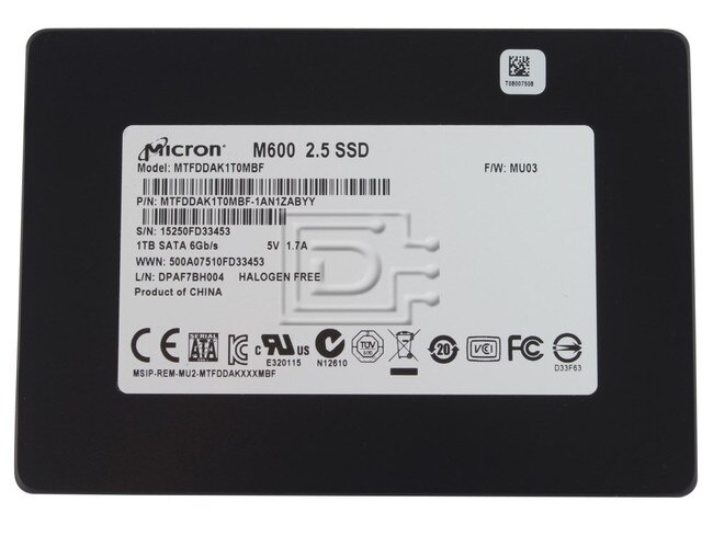 Micron MTFDDAK1T0MBF-1AN1ZABYY MTFDDAK1T0MBF-1AN12ABYY 1TB SED SATA SSD Image 1 image