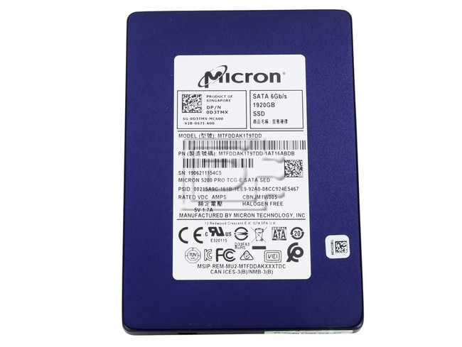 Micron MTFDDAK1T9TDD-1AT16ABDB D3TMX 0D3TMX SATA Solid State Drive Image 1 image