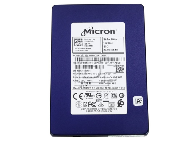 Micron MTFDDAK1T9TDD-1AT16ABDB D3TMX 0D3TMX SATA Solid State Drive image 1