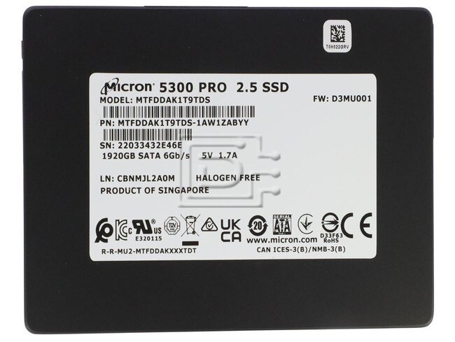 Micron MTFDDAK1T9TDS-1AW1ZABYY MTFDDAK1T9TDS-1AW1ZABYYR 1.92TB SATA SSD Image 1 image