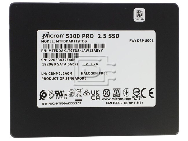 Micron MTFDDAK1T9TDD-1AT1ZABYY MTFDDAK1T9TDD-1AT1ZAB HDS-M2T SATA Solid State Drive image 1