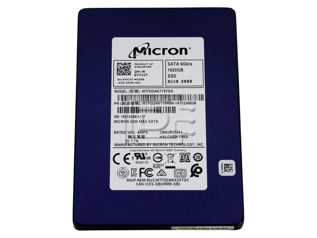 Micron MTFDDAK1T9TDN MTFDDAK1T9TDN-1AT1ZABDB YYJJT 0YYJJT SATA Solid State Drive Image 1 image