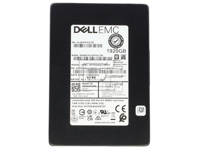Micron MTFDDAK1T9TDD-1AT1ZABDA MMCDY 0MMCDY Dell 1.92TB SATA SSD Image 1 image