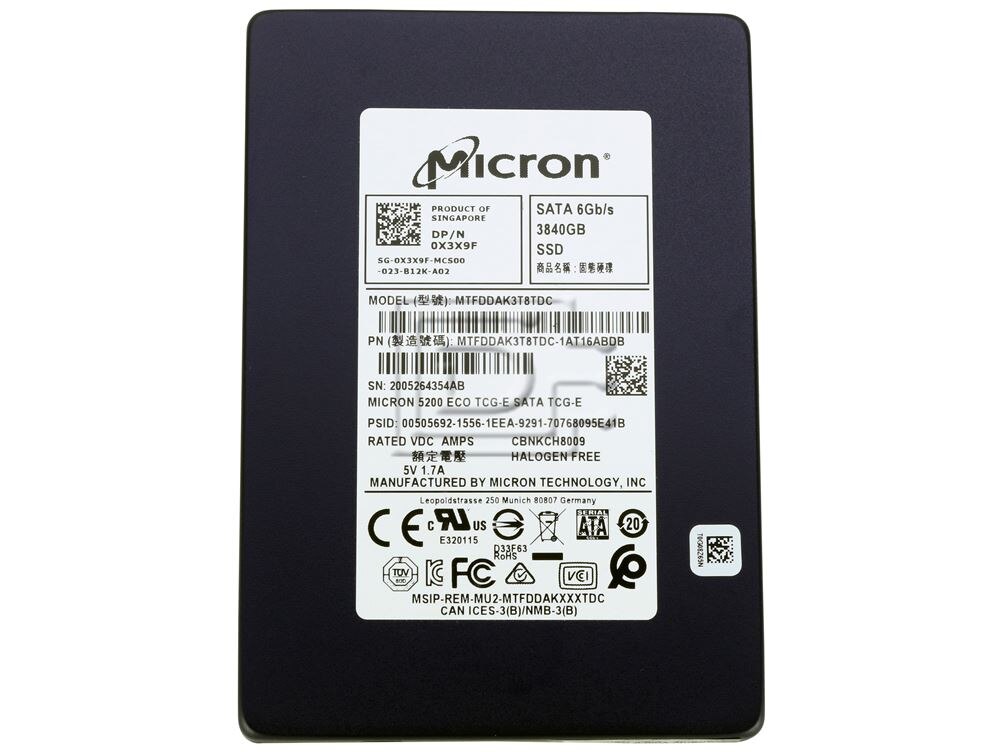 Micron MTFDDAK3T8TDC-1AT16ABDB X3X9F 0X3X9F MTFDDAK3T8TDC SATA Solid State Drive Image 2 image