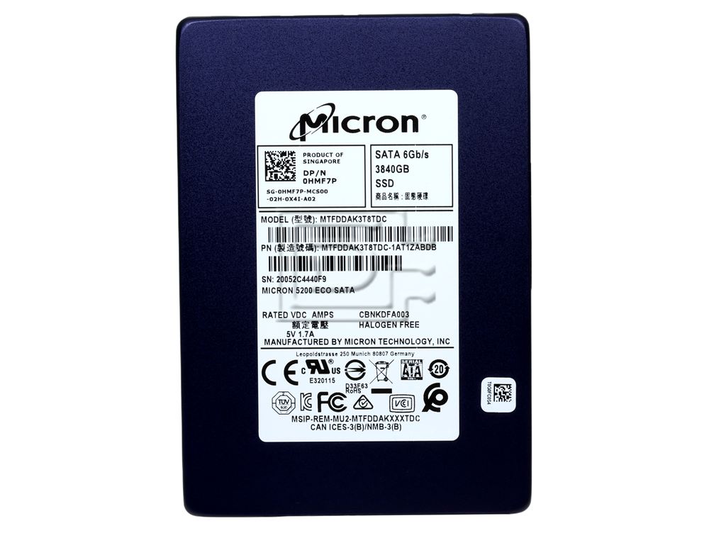 Micron MTFDDAK3T8TDC JXF4T 0JXF4T MTFDDAK3T8TDC-1AT1ZABDB MTFDDAK3T8TDC-1AT1ZABYY 3.84TB SATA Solid State Drive Image 2 image