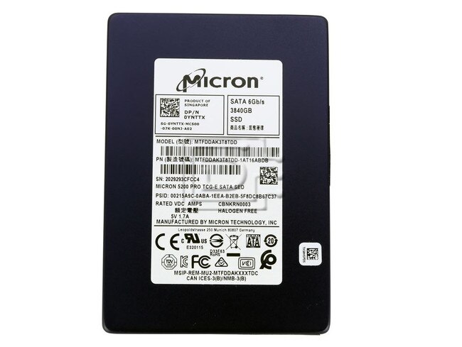 Micron MTFDDAK3T8TDD YNTTX 0YNTTX MTFDDAK3T8TDD-1AT16ABDB SATA Solid State Drive image 2