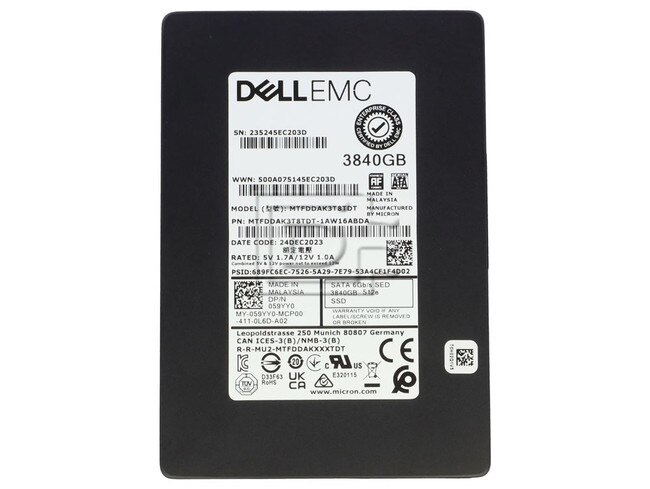 Micron MTFDDAK3T8TDT-1AW16ABDA 59YY0 059YY0 3.84TB SATA SED SSD Image 1 image