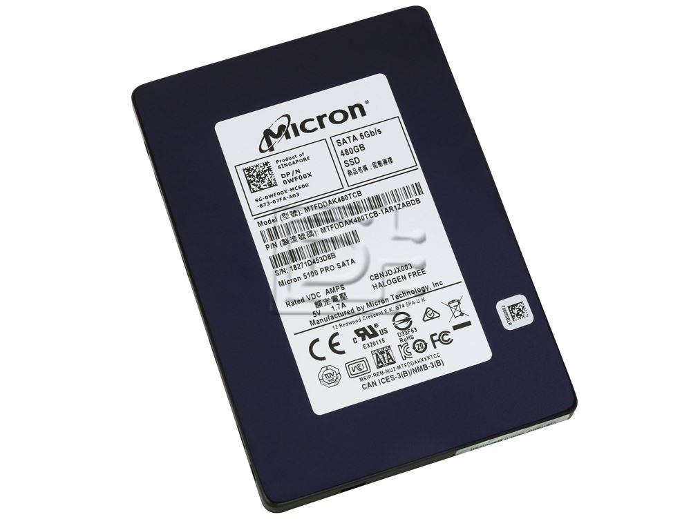 Micron MTFDDAK480TCB-1AR1ZABDB WF00X 0WF00X MTFDDAK480TCB SATA Solid State Drive Image 1 image