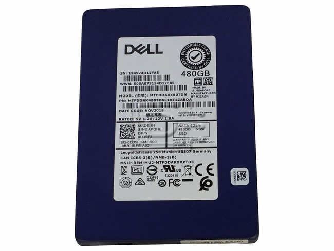 Micron MTFDDAK480TDN-1AT1ZABDA D35F3 0D35F3 SATA Solid State Drive Image 1 image
