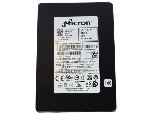 Micron MTFDDAK480TDS-1AW16ABDB 2P3N4 02P3N4 MTFDDAK480TDS-1AW1ZABYY MTFDDAK480TDS MTFDDAK480TDS-1AW1ZAB Micron 5300 PRO 480GB SATA Image 1 image