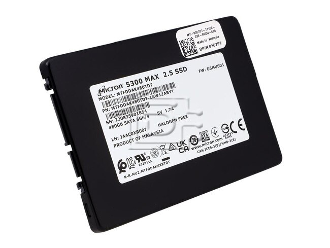 Micron MTFDDAK480TDT 3C7P7 03C7P7 MTFDDAK480TDT-1AW1ZABYY SATA Solid State Drive Image 1 image