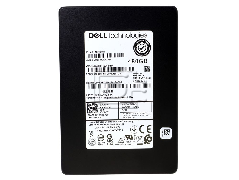 Micron MTFDDAK480TGB-1BC1ZABYY MTFDDAK480TGB-1BC1ZABDA R6XYW 0R6XYW SATA Solid State Drive Image 2 image
