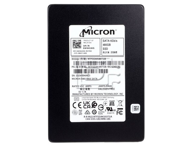 Micron MTFDDAK480TGB MTFDDAK480TGB-1BC1ZABYY MTFDDAK480TGB-1BC1ZABYYR WWGW6 0WWGW6 Micron 480GB SATA SSD Image 2 image