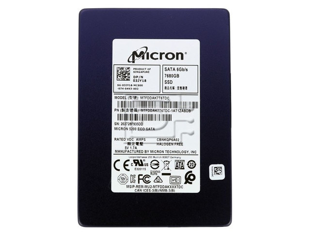 Micron MTFDDAK7T6TDC-1AT1ZABDB 3JY18 03JY18 SATA Solid State Drive Image 1 image
