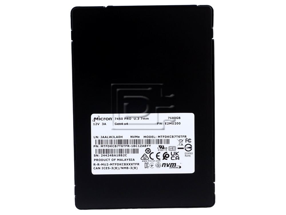 Micron MTFDDAK7T6TGA-1BC15ABYY MTFDDAK7T6TGA-1BC15ABYYR 5400 PRO 7.68TB SATA SED TCG OPAL Solid State Drive SSD Image 2 image