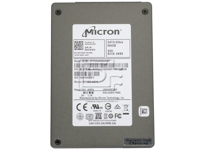 Micron MTFDDAK960MBP-1AN1ZABYY 0CWDX 00CWDX MTFDDAK960MBP SATA SSD Image 2 image
