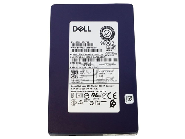 Micron MTFDDAK960TDD-1AT1ZABDA 6KCYT 06KCYT SATA Solid State Drive Image 1 image