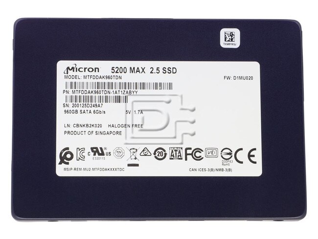 Micron MTFDDAK960TDN-1AT1ZABYY 960GB SATA Solid State Drive Image 1 image