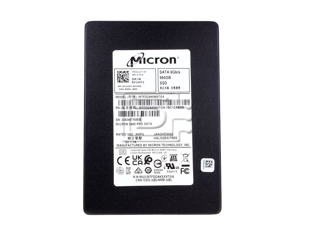 Micron MTFDDAK960TGA MTFDDAK960TGA-1BC1ZABYY MTFDDAK960TGA-1BC1ZABDB MTFDDAK960TGA Y1HYJ 0Y1HYJ 5400 Pro 960GB SATA Read Intensive RI Solid State Drive SSD Image 2 image