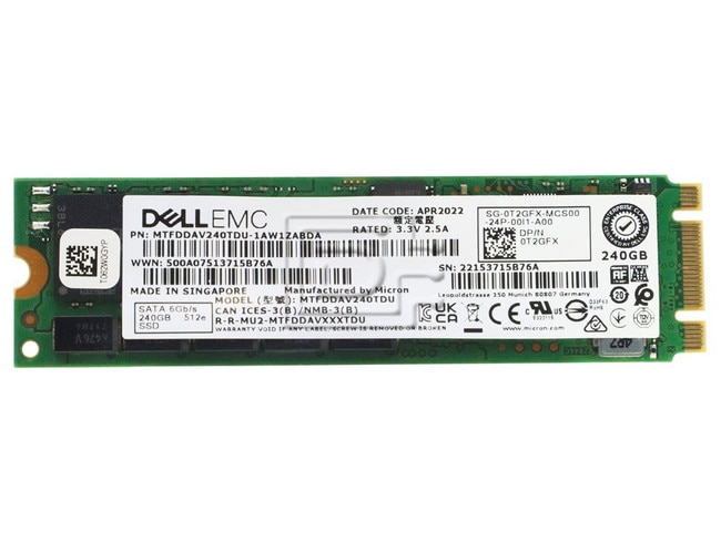 Micron MTFDDAV240TDU-1AW1ZABDA T2GFX 0T2GFX 400-BLCL M.2 SATA SSD Image 1 image