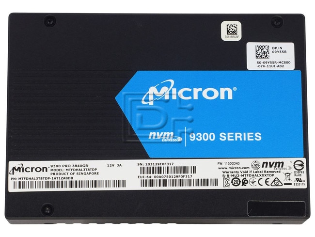Micron MTFDHAL3T8TDP-1AT1ZABDB 9Y55R 09Y55R PCIe NVMe Solid State Drive Image 1 image