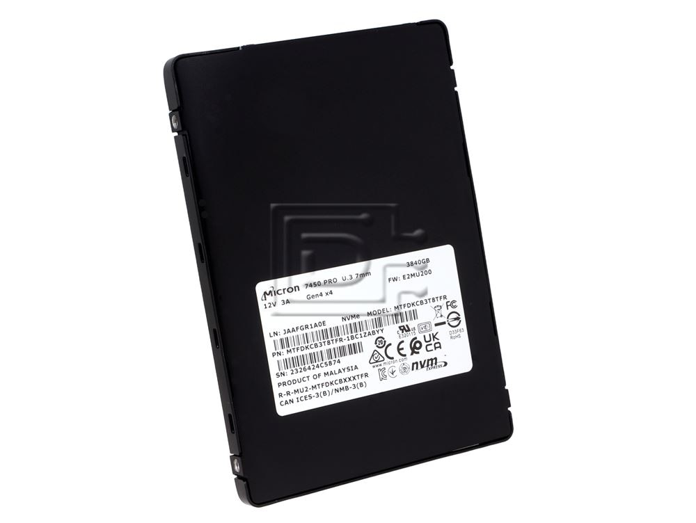 Micron 7450 PRO MTFDKCB3T8TFR-1BC1ZABYY 3.84TB U.3 PCIe 4.0 NVMe RI 2.5" 7mm TLC SSD