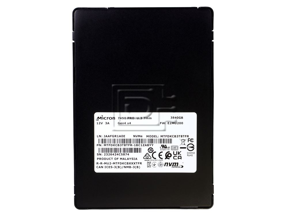 Micron MTFDKCB3T8TFR-1BC1ZABYY MTFDKCB3T8TFR-1BC1ZAB MTFDKCB3T8TFR-1BC1ZABYYR 7450 Pro U.3 3.84TB PCIe 4.0 NVMe SSD Image 2 image