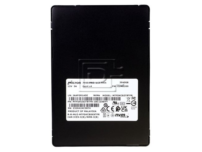 Micron MTFDKCB3T8TFR-1BC1ZABYY MTFDKCB3T8TFR-1BC1ZAB MTFDKCB3T8TFR-1BC1ZABYYR 7450 Pro U.3 3.84TB PCIe 4.0 NVMe SSD Image 2 image