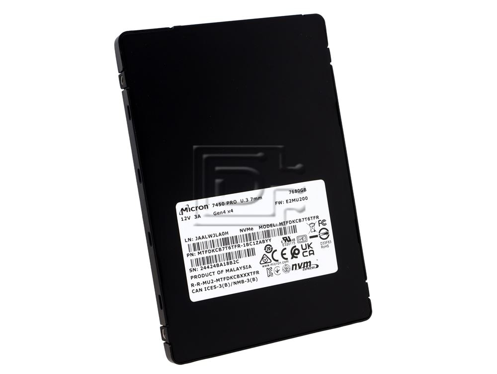 Micron MTFDKCB7T6TFR-1BC1ZABYY MTFDKCB7T6TFR-1BC1ZAB MTFDKCB7T6TFR-1BC1ZABYYR 7450 Pro U.3 7.68TB PCIe 4.0 NVMe SSD Image 1 image