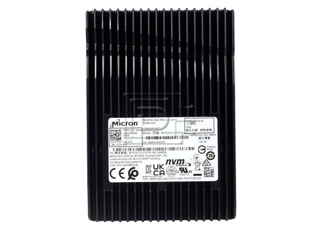 Micron MTFDKCC15T3TFR MTFDKCC15T3TFR-1BC15ABYY 2HRTP 02HRTP 7FD1J 07FD1J 7450 Pro U.3 15.36TB PCIe 4.0 NVMe SSD Image 2 image