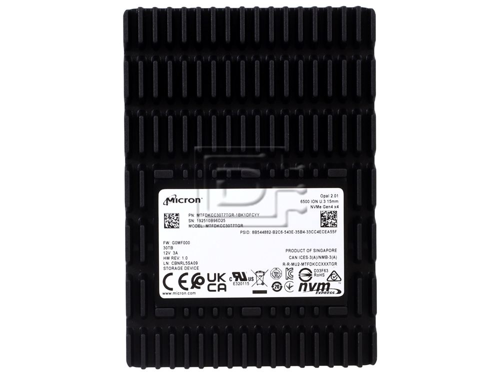 Micron MTFDKCC30T7TGR 764J5 0764J5 MTFDKCC30T7TGR-1BK1DFCYYR MTFDKCC30T7TGR-1BK1JFCYYR MTFDKCC30T7TGR-1BK1JFCYY MICRON 6500 ION U.3 30.72TB PCIe 4.0 NVMe SSD Image 2 image