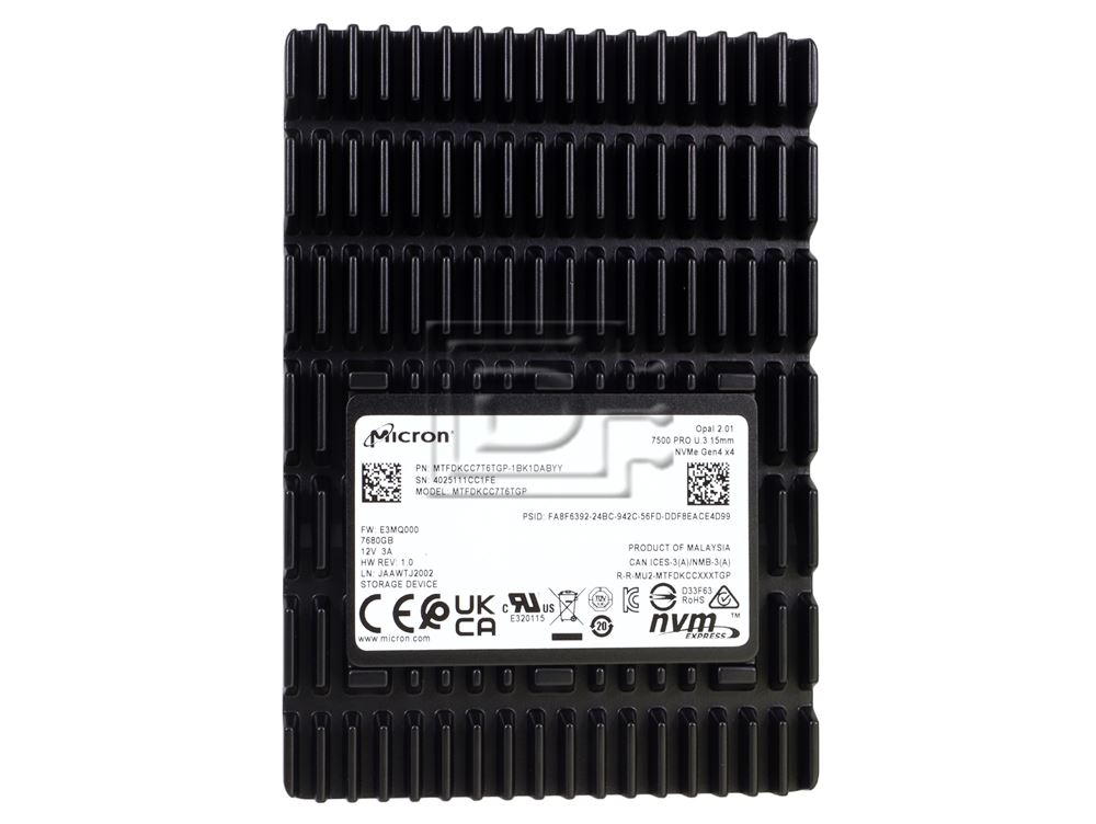 Micron MTFDKCC7T6TGP-1BK1DABYY MTFDKCC7T6TGP-1BK1DABYYR MTFDKCC7T6TGP-1BK1DABYYT PCIe 4.0 U.3 NVMe Solid State Drive Image 2 image