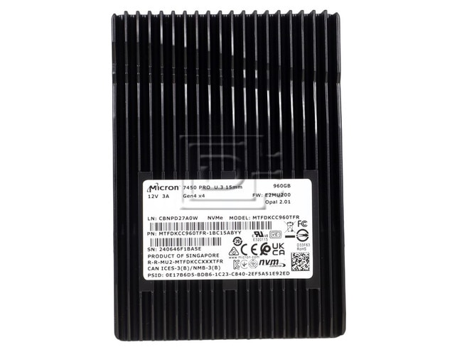Micron MTFDKCC960TFR-1BC15ABYY MTFDKCC960TFR MTFDKCC960TFR-1BC1ZABYY MTFDKCC960TFR-1BC1DABYY 7450 Pro U.3 960GB PCIe 4.0 NVMe SSD Image 2 image