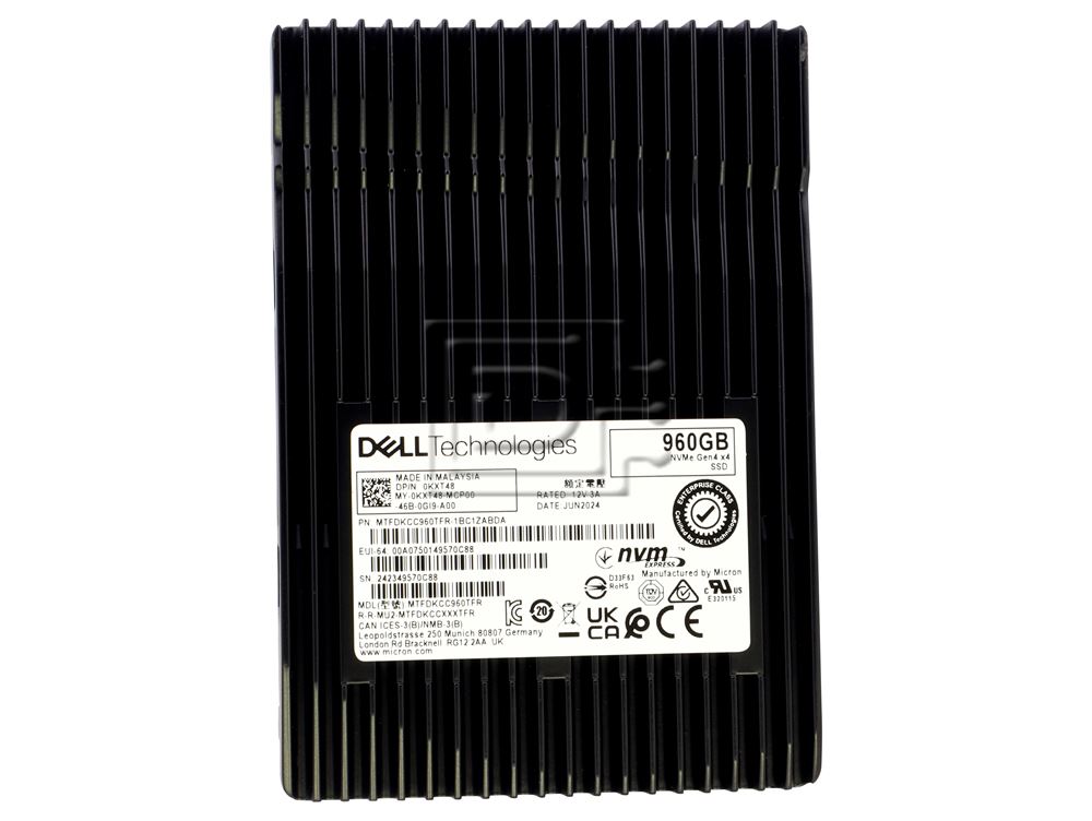 Micron MTFDKCC960TFR-1BC1ZABDA KXT48 0KXT48 MTFDKCC960TFR-1BC1ZABYY 960GB PCIe NVMe SSD Image 2 image