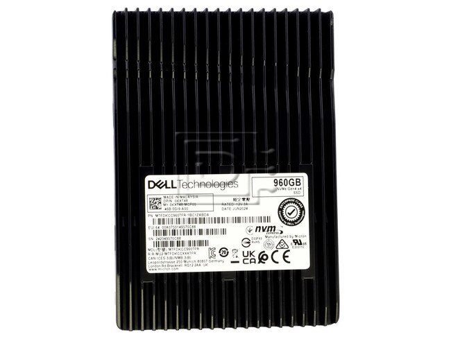 Micron MTFDKCC960TFR-1BC1ZABDA KXT48 0KXT48 MTFDKCC960TFR-1BC1ZABYY 960GB PCIe NVMe SSD Image 2 image