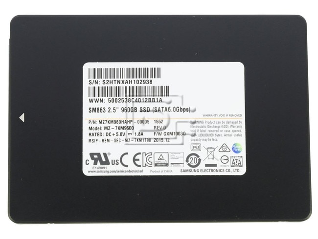 SAMSUNG MZ-7KM9600 MZ-7KM960E MZ7KM960HAHP-00005 MZ7KM960HAHP SATA Solid State Drive Image 1 image