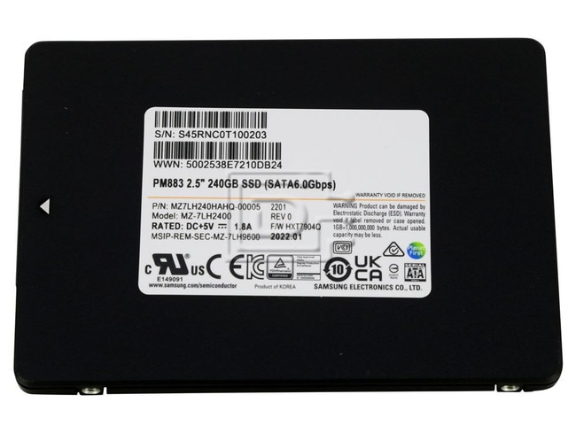 SAMSUNG MZ-7LH2400 MZ7LH240HAHQ-00005 MZ7LH240HAHQ SATA Solid State Drive Image 1 image