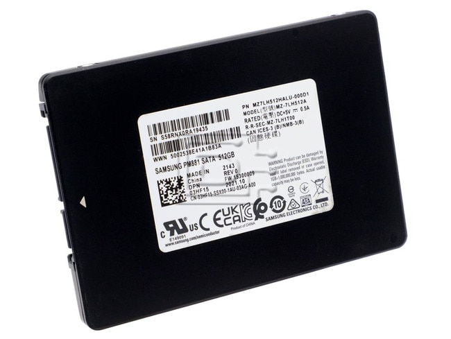 SAMSUNG MZ-7LH512A MZ7LH512HALU-000D1 MZ7LH512HALU 3HF15 03HF15 512GB SATA Solid State Drive Image 1 image