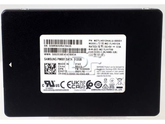 SAMSUNG MZ-7LH512A MZ7LH512HALU-000D1 MZ7LH512HALU 3HF15 03HF15 512GB SATA Solid State Drive Image 2 image