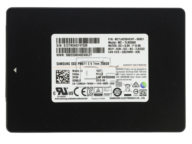 SAMSUNG MZ-7LN256D PM871 MZ7LN256HCHP-000D1 02N8J2 2N8J2 MZ-7LN256D SATA SSD image 1