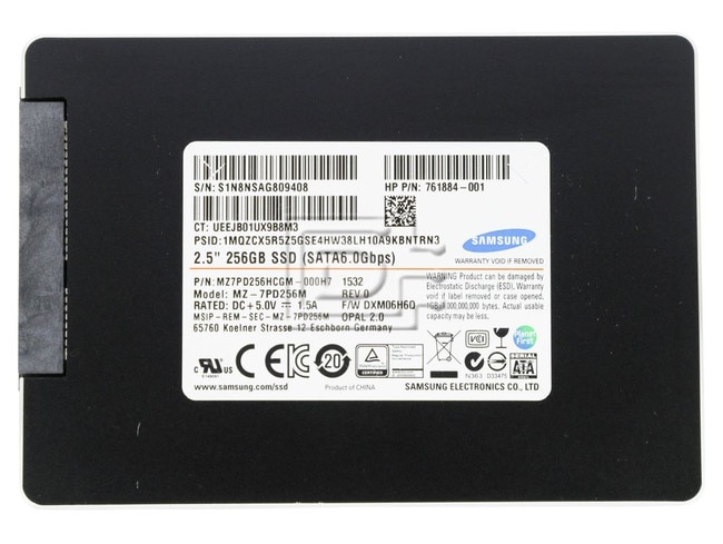 SAMSUNG MZ-7PD256M MZ7PD256HCGM-000H7 761884-001 MZ-7PD256M SATA SSD Image 1 image