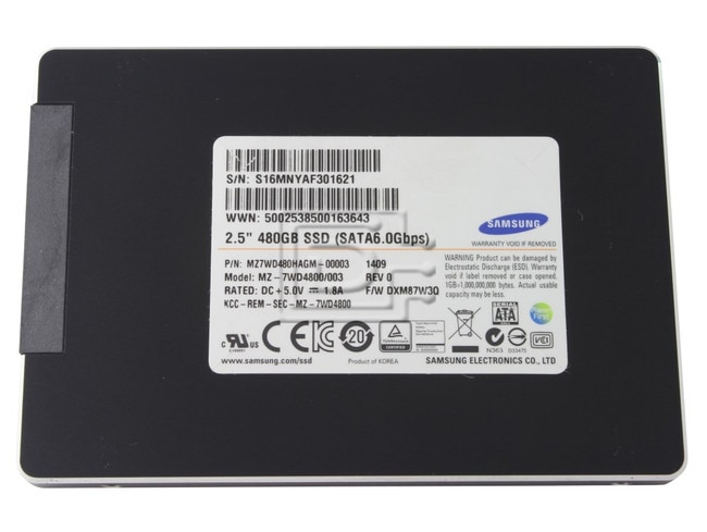 SAMSUNG MZ-7WD48000 MZ7WD480HAGM 2.5" SATA SSD Image 1 image