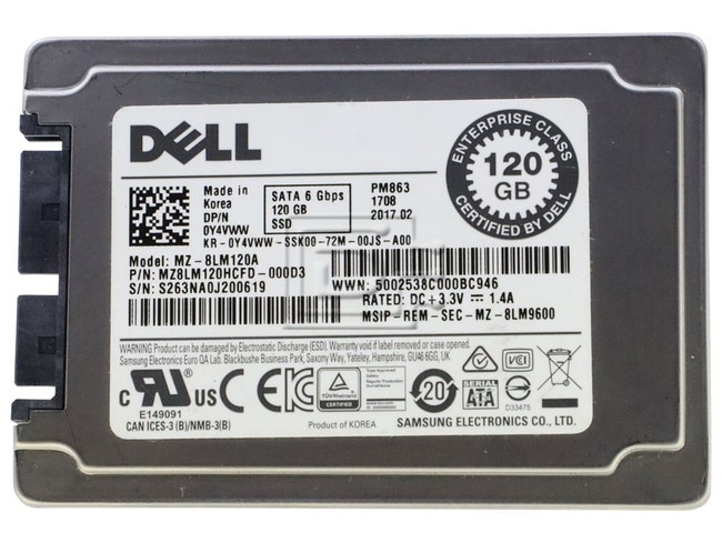 SAMSUNG MZ-8LM120A Y4VWW 0Y4VWW PM863 MZ8LM120A MZ8LM120HCFD-000D3 1.8in 1.8" SSD Micro SATA Image 4 image