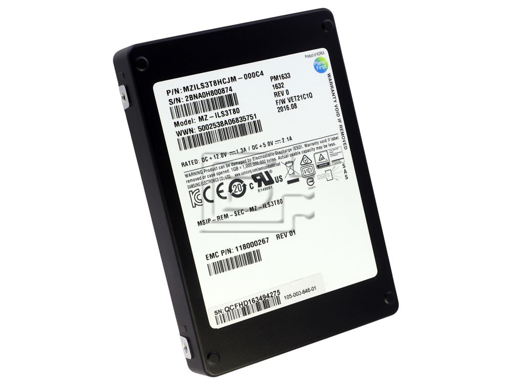 SAMSUNG MZ-ILS3T80 MZILS3T8HCJM-000C4 118000267 105-000-646-01 SAS Solid State Drive Image 1 image
