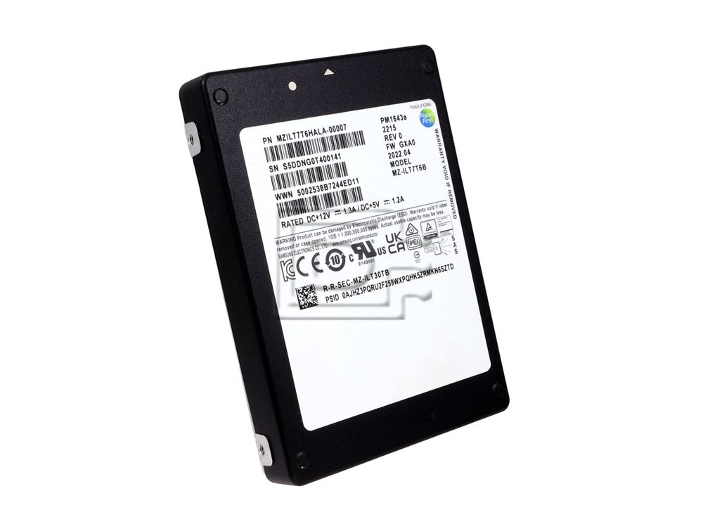 Samsung MZ-ILT7T6B / MZILT7T6HALA-00007 PM1643a 7.68TB 2.5" 12Gbps SAS RI SSD