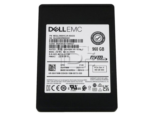 SAMSUNG MZ-QL29600 6HYWM 06HYWM MZQL2960HCJR-00AD3 MZ-QL296000 PCIe NVMe Solid State Drive image 1